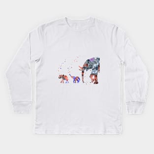 Mom and babies elephant Kids Long Sleeve T-Shirt